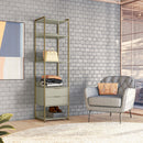 Guarda-Roupa Closet Industrial Mital 2 Gavetas Off White e Dourado 54 cm
